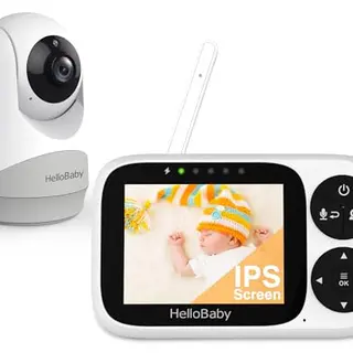 HelloBaby Babyphone mit Kamera und 3,2-Zoll-Display, Nachtsicht, 2-Wege-Audio, Temperaturüberwachung