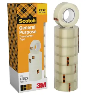Scotch Transparentes Klebeband, 19mm x 33m, 8 Rollen – Allzweckband für Schule, Haushalt und Büro