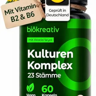 BiöKreativ Kulturen Komplex ohne Inulin – 60 vegane Kapseln mit Bakterien & Vitaminen