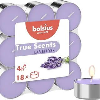 Bolsius True Scents Teelichter Lavendel, 4 Stunden Brenndauer, 18 Stück