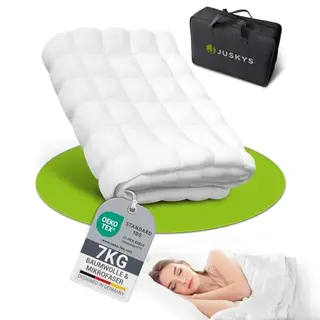 Juskys Gewichtsdecke 135x200 – 7 kg Anti-Stress-Therapiedecke für besseren Schlaf