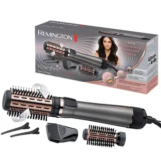 Remington Warmluftbürste Keratin Protect mit 3 Aufsätzen, Keramikbeschichtung, Haarklammern, Automatik, rotierend, Grau