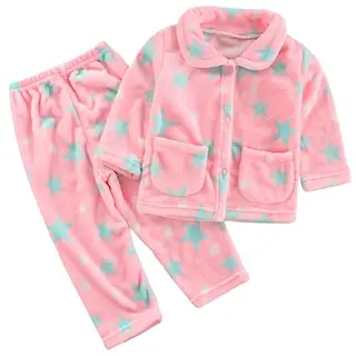 Barrageon Baby Hauskleidung Flanell Pyjama für Kleinkinder 0-12 Monate - Unisex Nachtwäsche (Rosa)