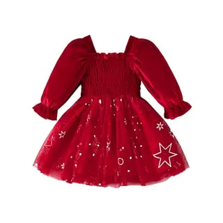 Winmany Baby Mädchen Weihnachten Tutu Kleid Prinzessin Rock mit langen Ärmeln