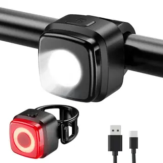 OnMeto Fahrradlicht-Set, wasserdicht, wiederaufladbar, USB-C, schwarz
