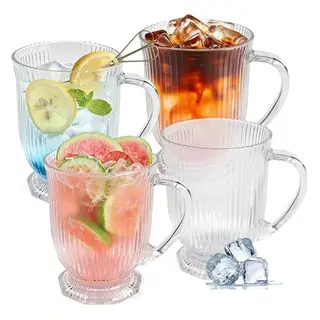 Vunanvu 4er Set Teegläser mit Henkel 480ml – Elegante Glastassen für Kaffee, Tee und heiße Getränke