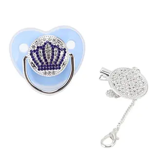 Bling Schnuller-Set mit Schnullerclip, Kristall-Schnuller für Mädchen (Blau, Größe M)