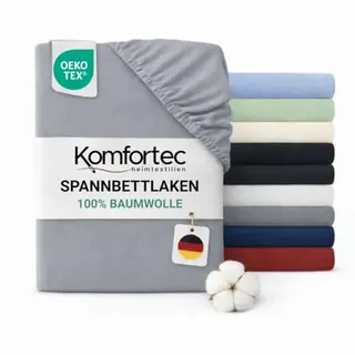 Komfortec Spannbettlaken Jersey 140x200 cm – Weich, Atmungsaktiv & Hautfreundlich – Grau