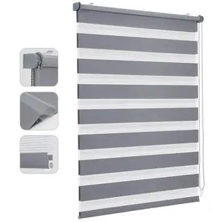 Sekey Doppelrollo Klemmfix 40x100cm Grau, Sonnenschutz für Fenster