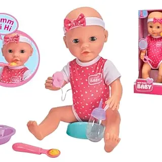 Simba New Born Baby Hungry Vollvinylpuppe, 38cm, mit magischem Löffel, Sound & Trinkfunktion, ab 2 Jahren