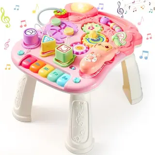 LUVTOY Spieltisch für Kinder ab 1 Jahr - 7-in-1 Busy Board mit Musik und Aktivitäten, Geschenke für Jungen und Mädchen