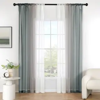 MIULEE 2er Set graue Voile Vorhänge 140x280cm mit Kräuselband, lichtdurchlässige Schiebevorhänge für Schlafzimmer & Wohnzimmer