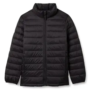 Amazon Essentials leichte wasserabweisende Pufferjacke für Jungen, Schwarz, Größe M