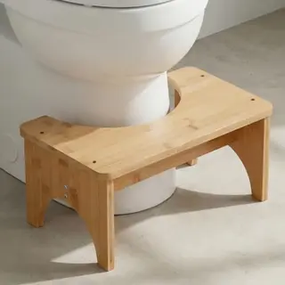 Vunanvu Bambus Toilettenhocker für Erwachsene und Kinder - Rutschfester WC Hocker zur Entlastung bei Verstopfung