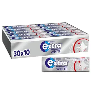 Extra Professional Weiß Zuckerfreier Kaugummi, Multipack mit 30 x 10 Dragees für frischen Atem