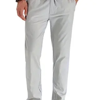 Ninee Herren Leinenhose mit Kordelzug – Lässige Sommer Strandhose (Grau, Größe 32)