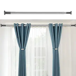 Vorhangstange ohne Bohren, 92-127cm, Silber, Spannstange für Gardinen, Dusche, Tür und Kleiderschrank