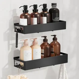 SONGMICS Duschablage 2er Set ohne Bohren, Shampoo Halterung für Dusche