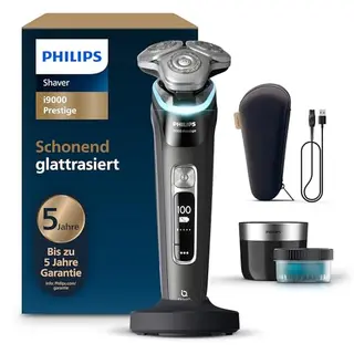 Philips Rasierer i9000 Prestige, Nass- und Trockenrasierer für Herren mit Trimmer, Reinigungsstation, Ladestation & Etui (XP9207/30)