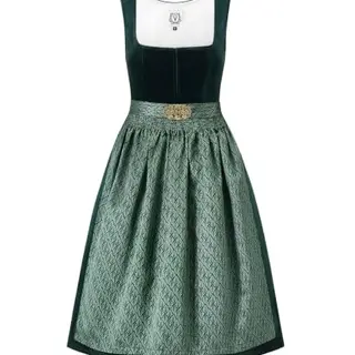 DirndlStern Damen Trachtenkleid Grün Midi Samt Oktoberfest Outfit mit Dirndlschürzen