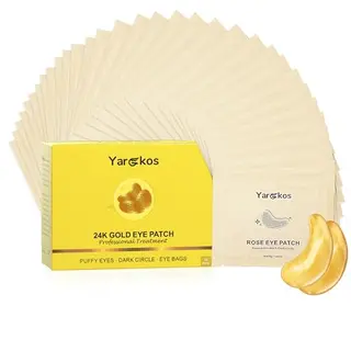 Yargkos 32 Paare 24K Gold Augenpads, kühlende & feuchtigkeitsspendende Maske gegen dunkle Kreise & Schwellungen