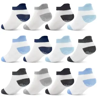ELUTONG Antirutsch Socken für Babys, 12 Paar Rutschfeste Stoppersocken, 6-12 Monate, Farbvariation