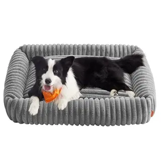 Feandrea großes orthopädisches Hundebett, waschbar, flauschige Hundematte, Taubengrau, 106 x 75 x 20 cm