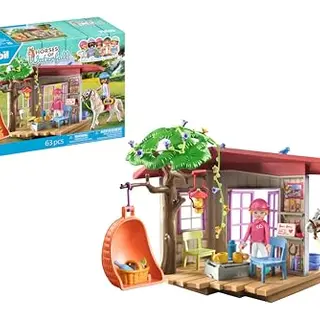 PLAYMOBIL Wasserfall Clubhaus 71638 - Geheimversteck für Pferdefans mit Figuren und Pferd, nachhaltiges Spielzeug für Kinder ab 5