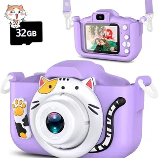 YIKANWEN Kinder Kamera - HD Digitalkamera mit 2.0 Zoll Bildschirm für 3-8 Jahre alte Mädchen und Jungen, inkl. 32GB SD Karte (Lila)