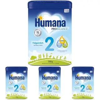 Humana PROBALANCE Folgemilch 2, ab 6 Monaten, 750 g (Packung mit 4) - ideale Babynahrung