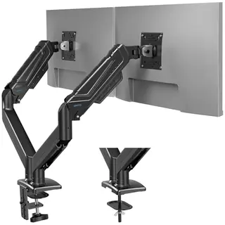BONTEC Monitorhalterung für 2 Monitore bis 34 Zoll - Neigbar, Schwenkbar, 360° drehbar, Ergonomisch, mit Kabelmanagement