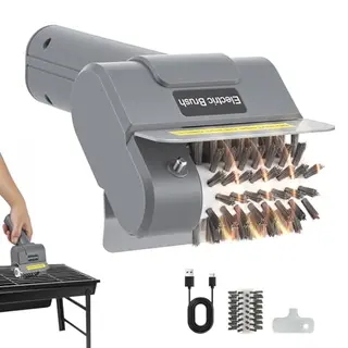 Elektrische Grillbürste für Gas-, Kohle-, Kugel- und Elektrogrill, kabellos, wiederaufladbar, mit abnehmbarem Edelstahlkopf (1 Ersatz)
