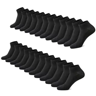 FALARY Sneaker Socken Herren & Damen, 12 Paar, kurze Baumwollhalbsocken, Schwarz, Größe 43-46