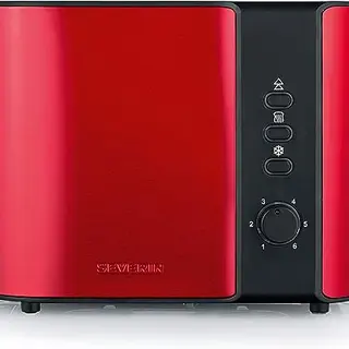 SEVERIN Automatik-Toaster, Edelstahl, 800 W, rot, mit Brötchenaufsatz