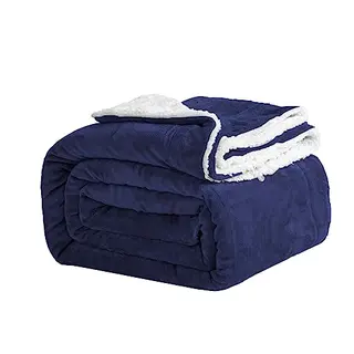 Good Nite Kuscheldecke 150x200cm Marineblau, weiche Winter-Fleecedecke für Sofa und Couch