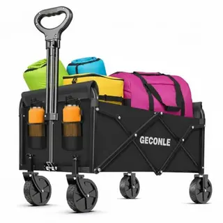 Faltbarer Bollerwagen mit Getränkehalter - 100L, 100KG - Transportwagen für Garten, Strand, Camping und Festivals