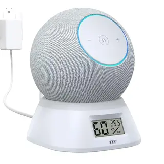 PlusAcc Ständer für Dot Max & Dot & Nest Mini mit Thermometer & Hygrometer - Tischhalterung mit Kabelmanagement für Schlafzimmer, Wohnzimmer, Büro (Weiß)