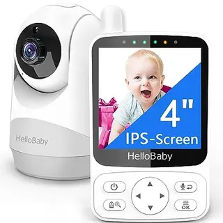 HelloBaby Babyphone mit Kamera, 29h Akkulaufzeit, 2-Wege-Audio, Nachtsicht, 318°/120° Kamera, ECO-Modus, bis 1000ft