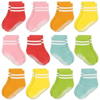 GRPSKCOS Rutschsocken Kinder 12 Paar Antirutschsocken für 0-7 Jahre Jungen und Mädchen
