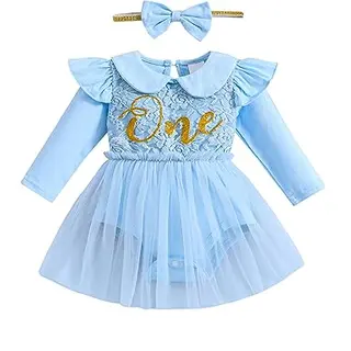 Borlai Mädchen Kleid für den 1. Geburtstag – Elegant mit Rüschen und Tüll, inkl. Stirnband