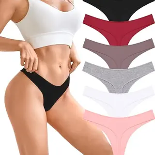 BeReady Damen String Tanga Set - 6er Pack Baumwolle, Atmungsaktive Unterwäsche