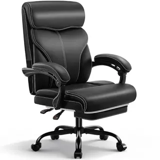 Coscendo Ergonomischer Chefsessel mit Fußstütze - Schwarz