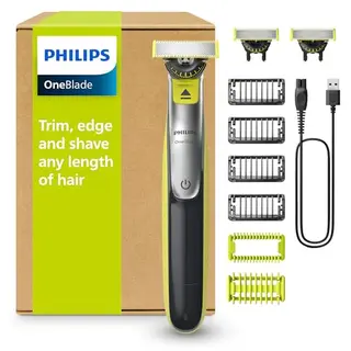 PHILIPS OneBlade 360 Face & Body - elektrischer Rasierer und Trimmer mit 4 Trimmaufsätzen und Körperaufsätzen