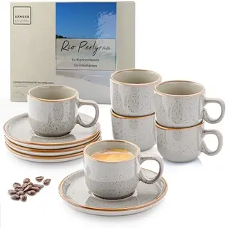 Rio Perlgrau Espressotassen Set 12-teilig, 6 Personen, 80 ml, spül- und mikrowellenfest