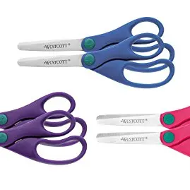 Westcott Junior Scheren Set, 13 cm, 6 Stück, pink/lila/blau