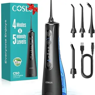 COSLUS C50 Kabellose Munddusche – Testsieger 2026, 4 Modi, 5 Intensitäten