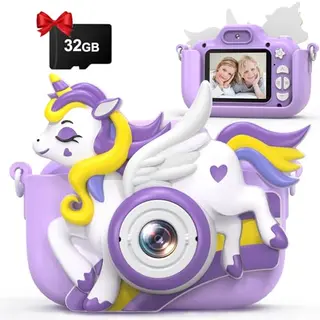 Hangrui Kinderkamera 1080P HD mit 32G Speicherkarte - Digitalkamera für Kinder von 3-12 Jahren
