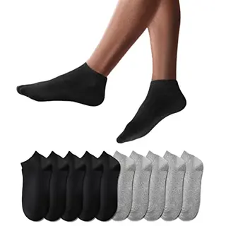 YouShow Sneaker Socken Unisex 10 Paar Kurze Halbsocken Schwarz/Grau (Größe 43-46)
