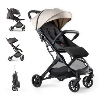 Interbaby Kinderwagen Minimal Plus Space Beige | Reisebuggy für Babys bis 22 kg | Schneller Faltmechanismus, XXL-Verdeck