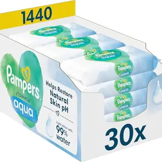 Pampers Harmonie Aqua Baby Feuchttücher, 1440 sanfte Tücher für zarte Haut